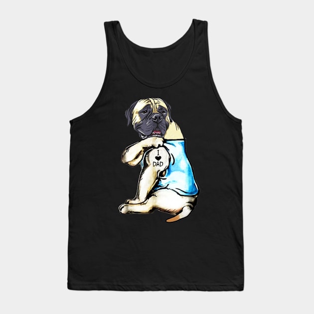 Funny English Mastiff Dog I Love Dad Tattoo English Mastiff Lover Gift Mug Tank Top by Danielss